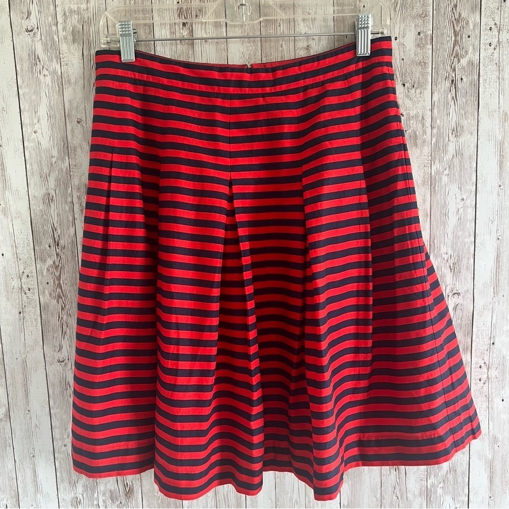 J. Crew Red and Navy A-Line Pleated Skirt Americana Preppy New 4